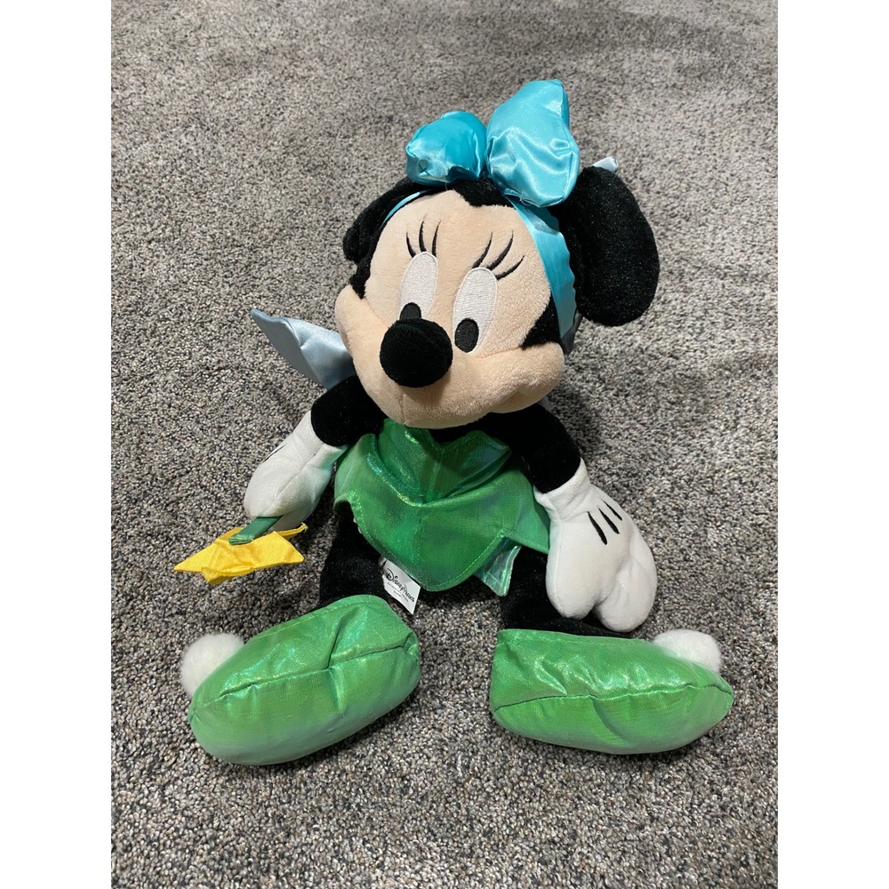 Disney Parks Minnie Mouse Tinker Bell Fairy Plush Green Dress Wings